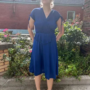 1970s / 80s Accordion pleated peplum dress