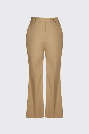 [60% OFF] Sand linen cropped flare trousers