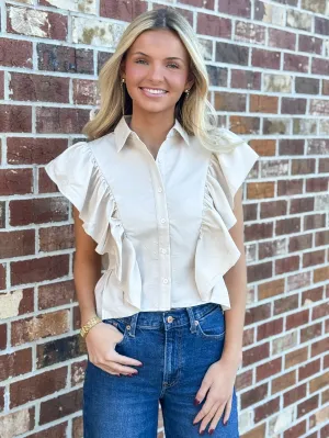 Addison Ruffled Blouse (Stone Ivory)