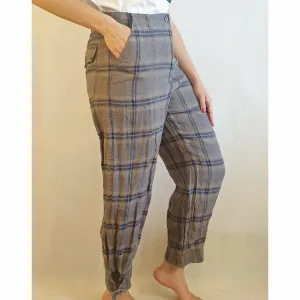 Alpha 60 second hand grey and blue plaid pants size S (best fits 10)