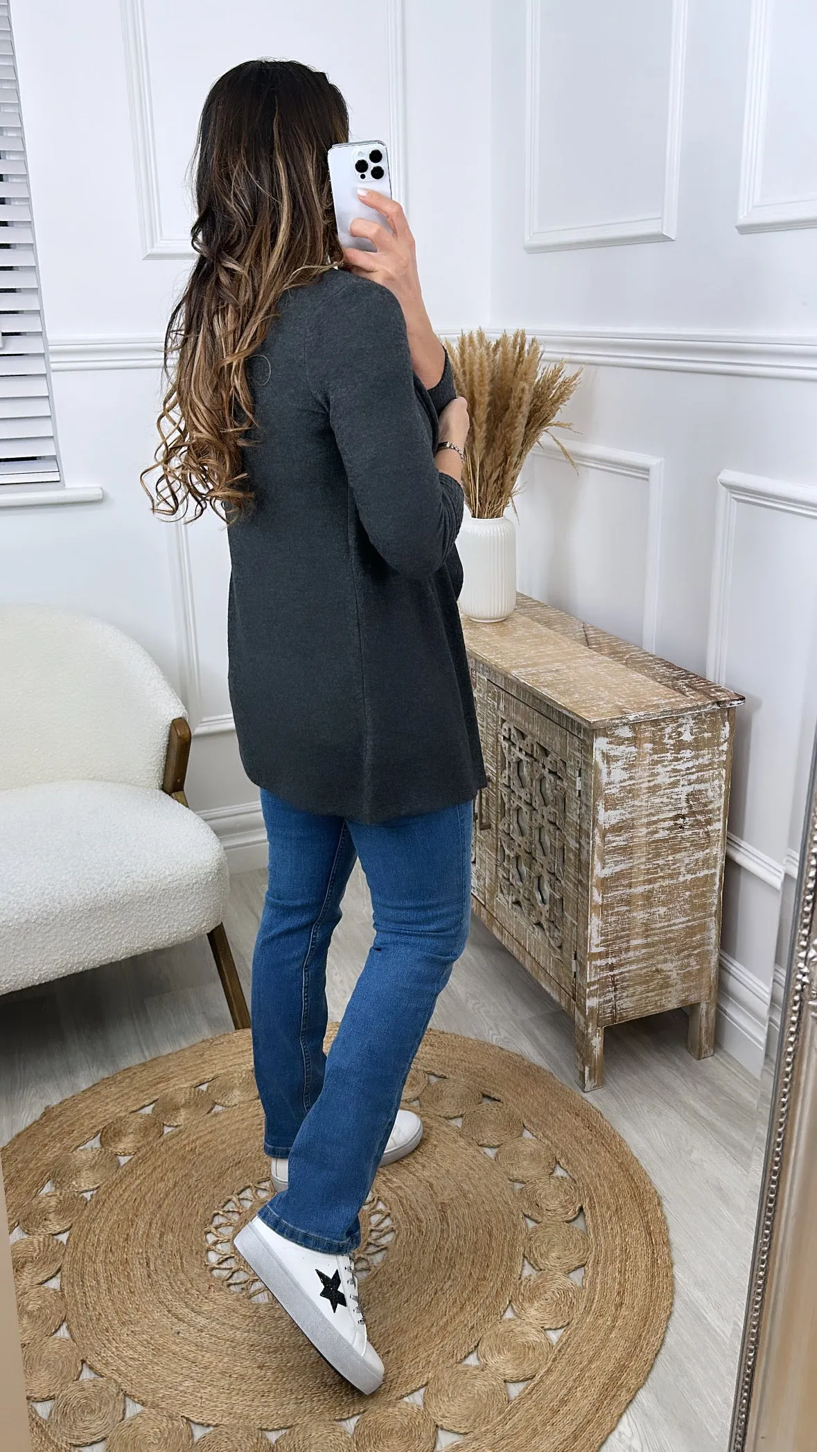 Ania Grey Waterfall Cardigan