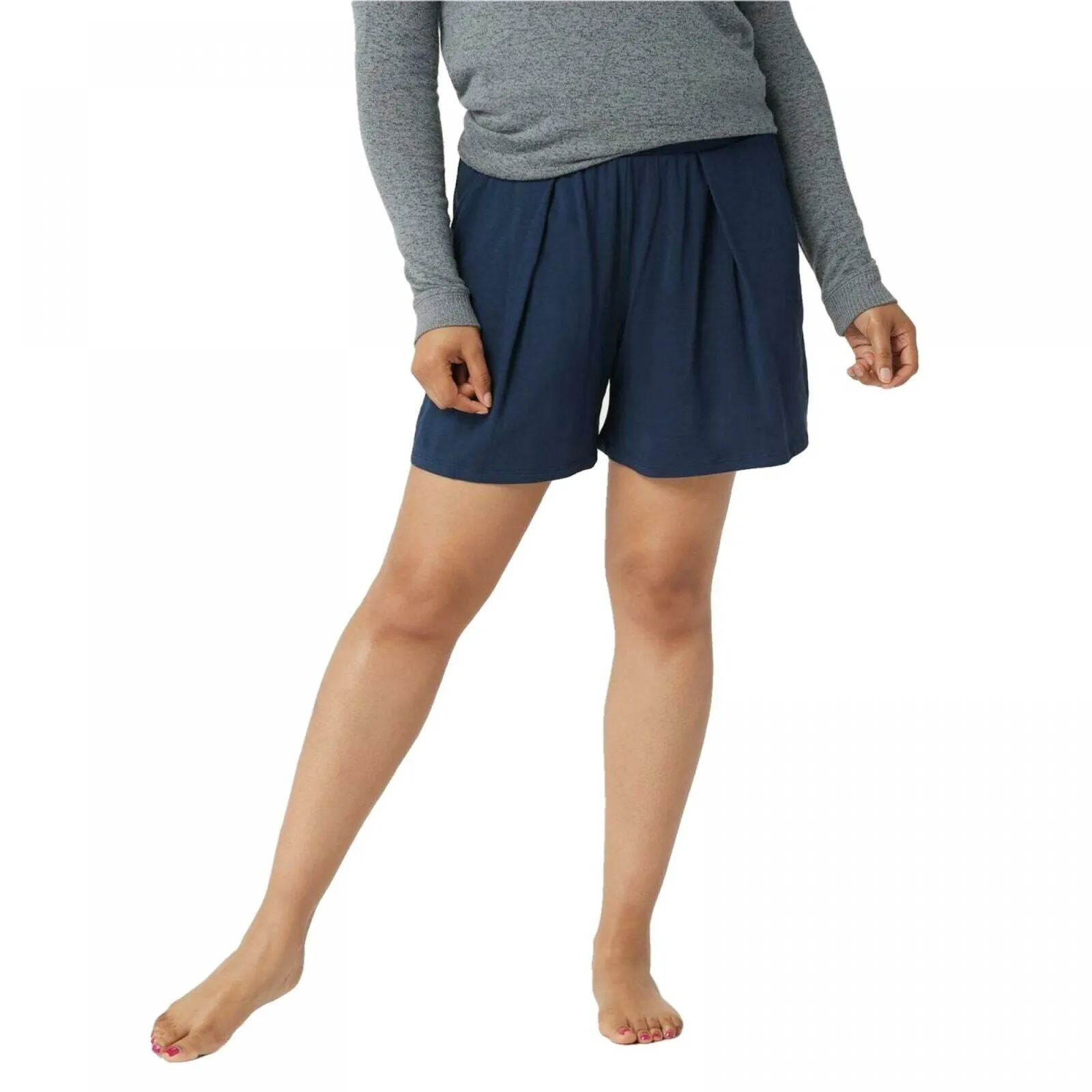 AnyBody Women's Cozy Knit Pleated Shorts