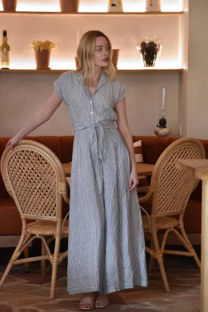 Audrey Linen Jumpsuit - Marine Stripes