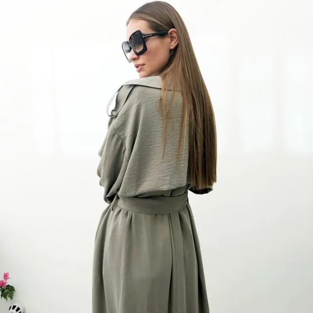 AW18 MOSS GREEN TRENCH ABAYA