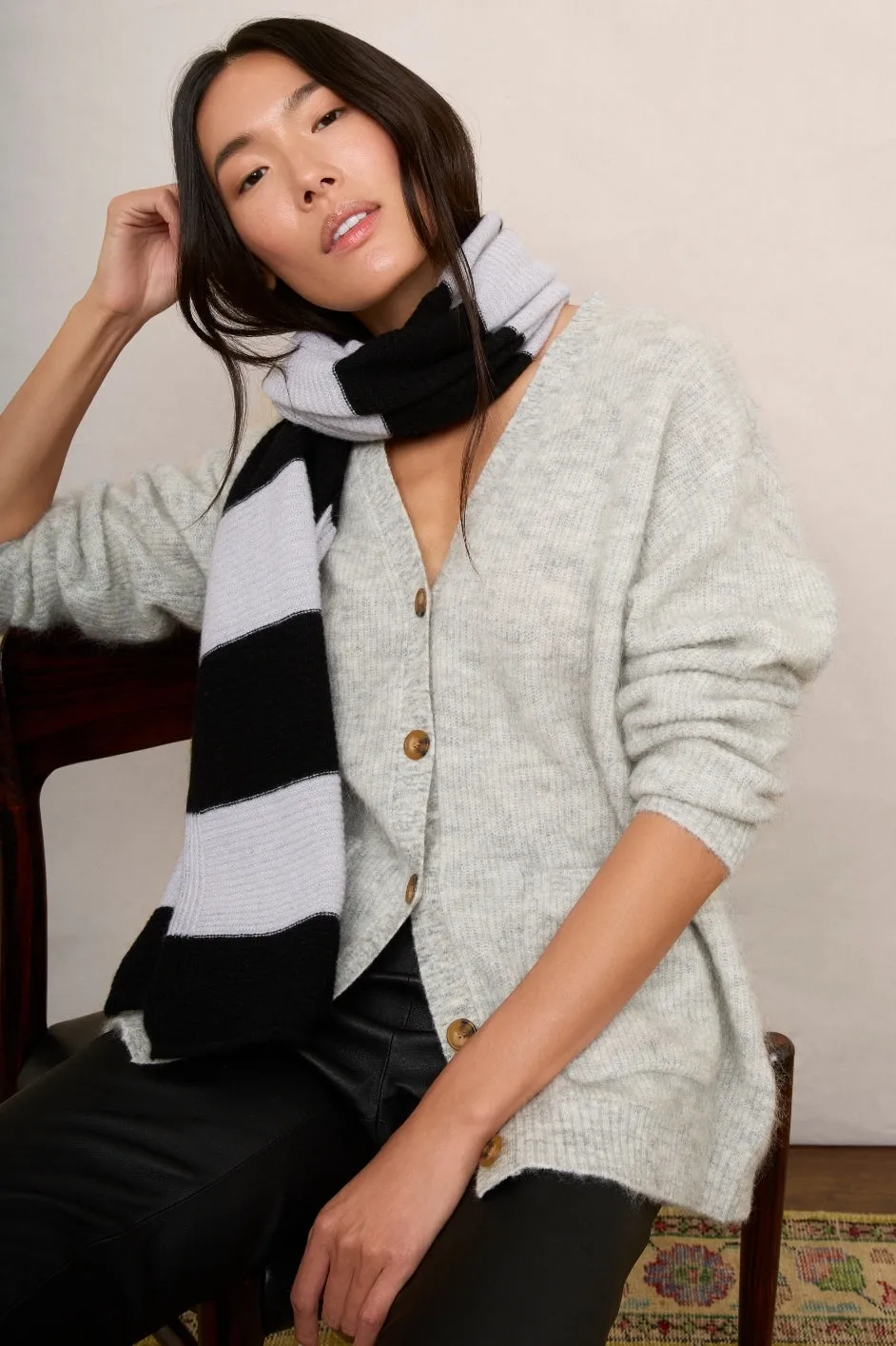 Becky Boyfriend Cardigan - Light Grey