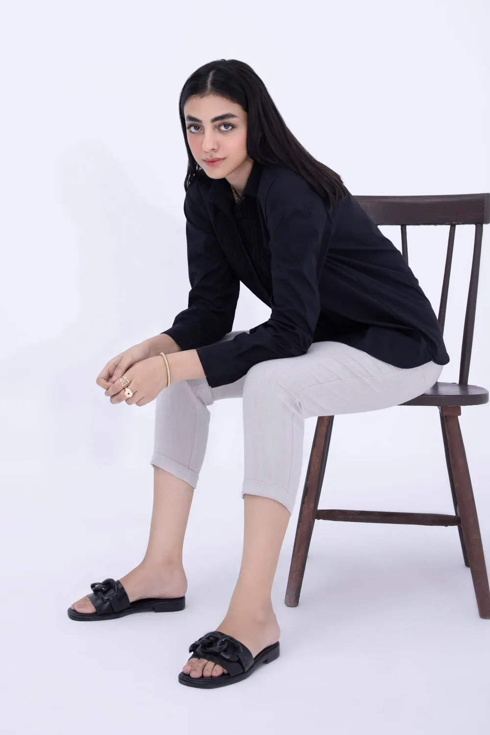 Black Button Down Collar Shirt