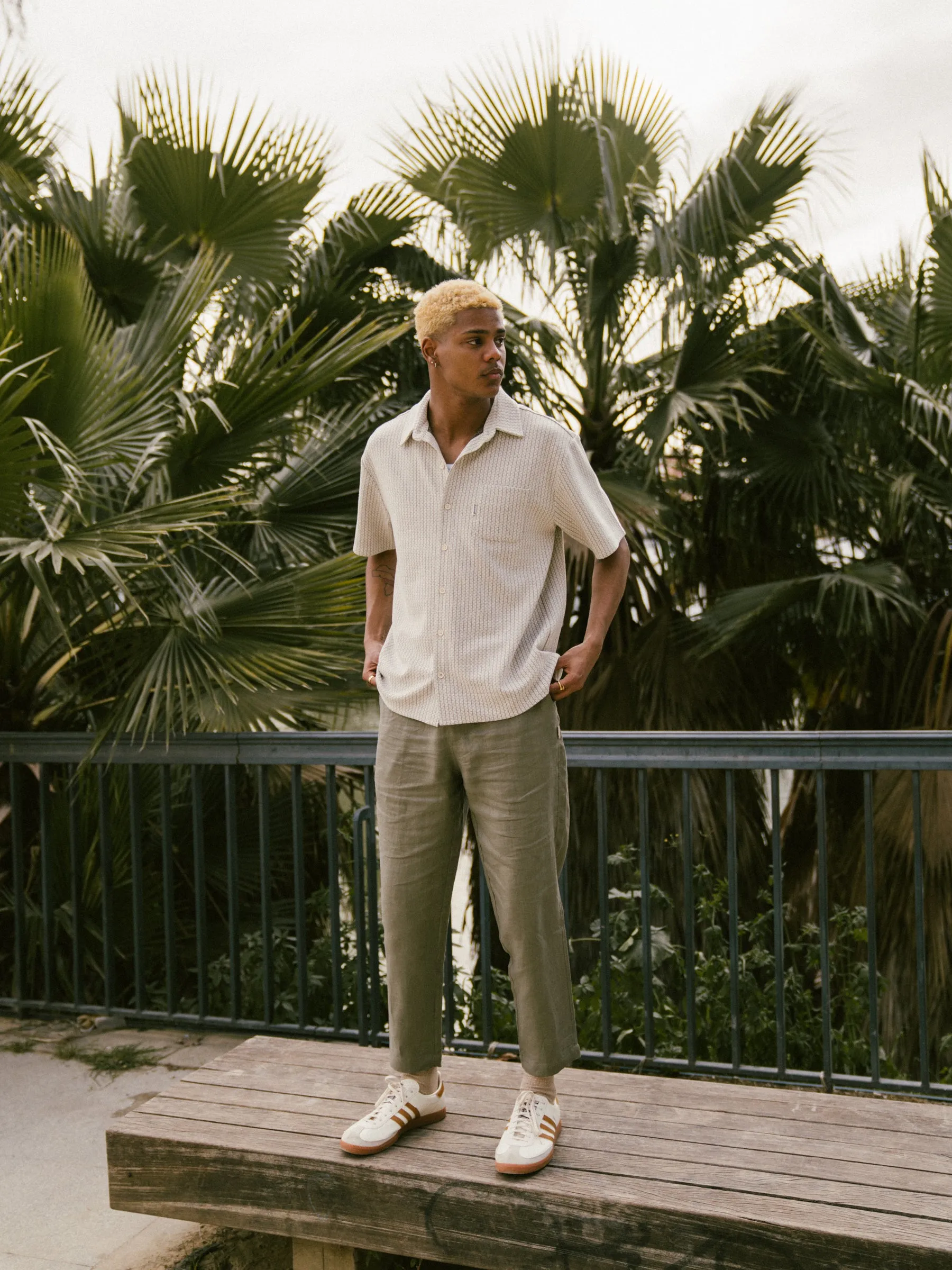 bound 'Seville' Linen Trousers - Khaki