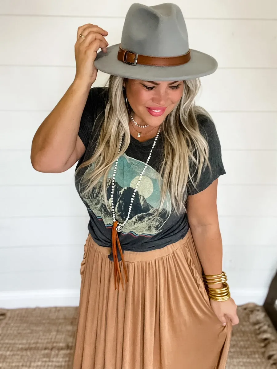 Brenna Pleated Skirt in Camel