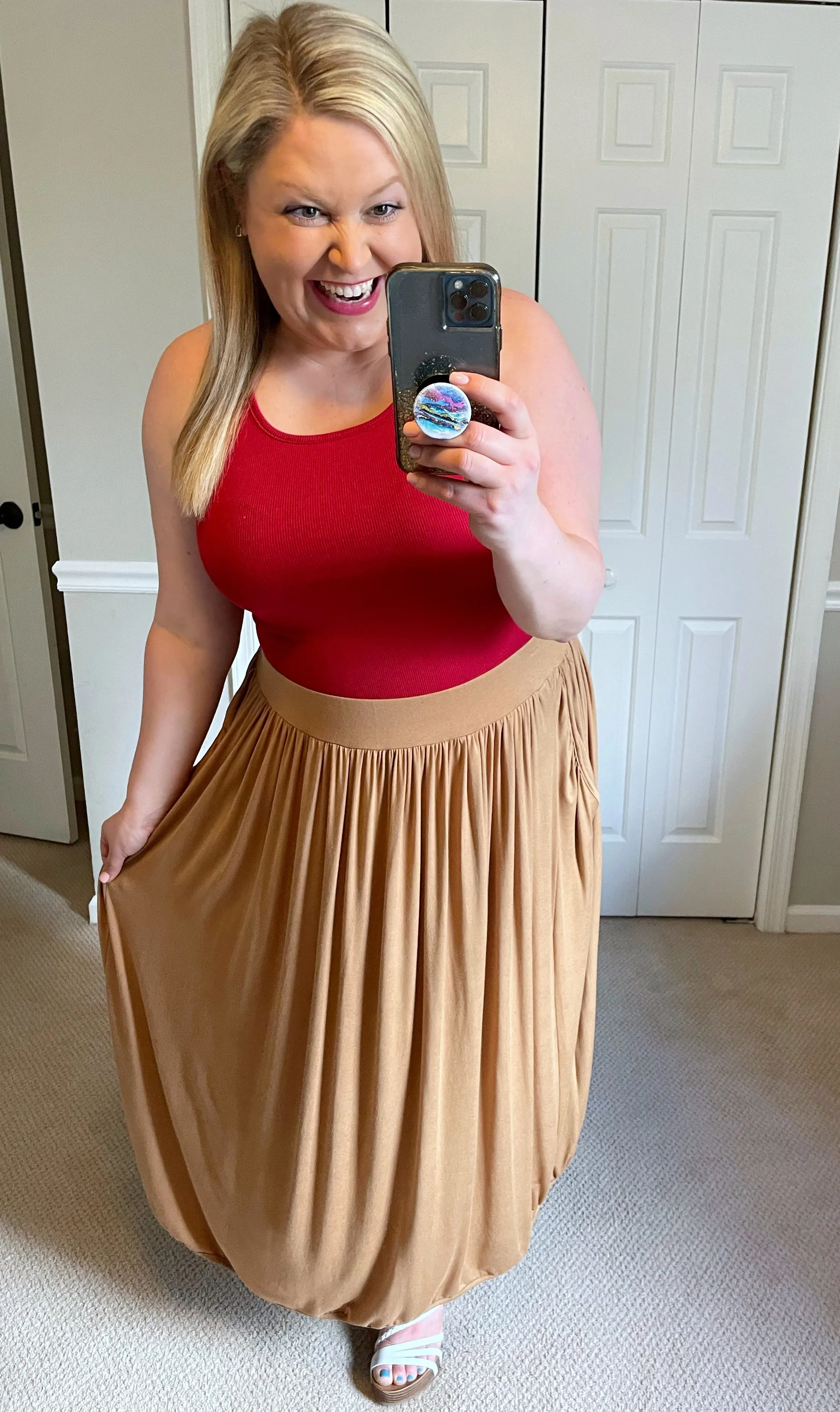Brenna Pleated Skirt in Camel