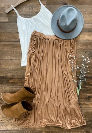 Brenna Pleated Skirt in Camel