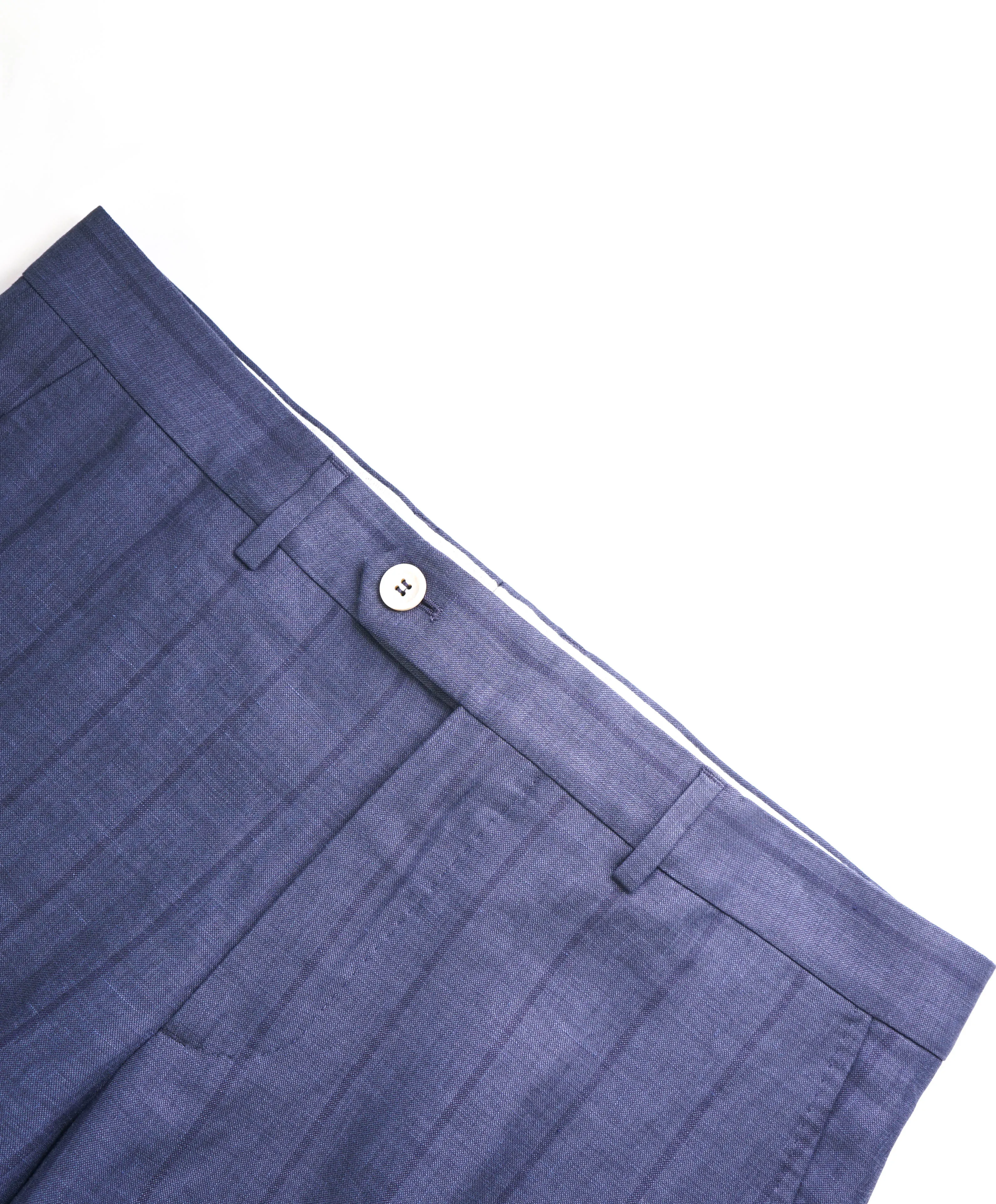 BRUNELLO CUCINELLI - WOOL/LINEN/SILK Tonal Blue Stripe Dress Pants - 34W