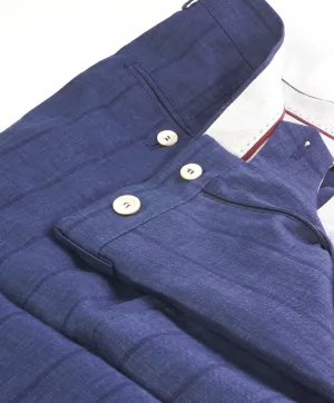 BRUNELLO CUCINELLI - WOOL/LINEN/SILK Tonal Blue Stripe Dress Pants - 34W