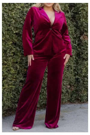 Burgundy Velvet Curvy Jacket