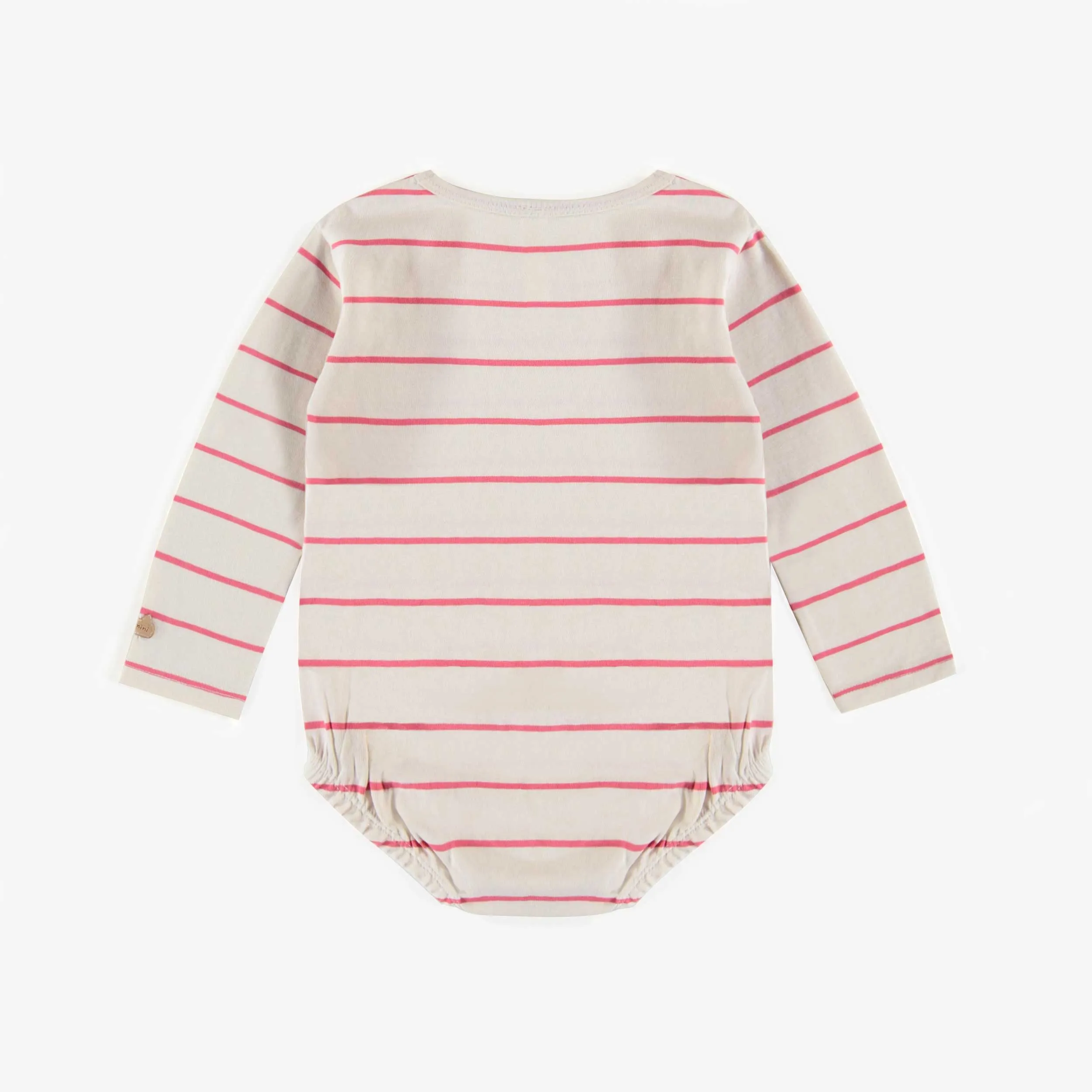 Cache-couche crème à motifs avec manches longues en coton biologique, naissance || Cream patterned long sleeve bodysuit in organic cotton, newborn