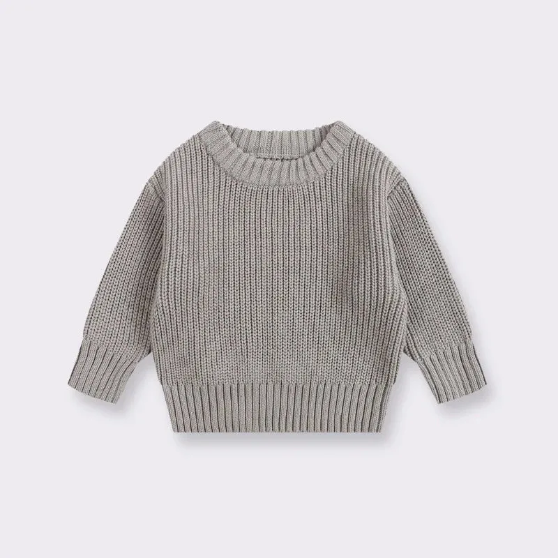 Casual Basic Knitted Kids Pullover - Pink, White, Beige, Grey, Black