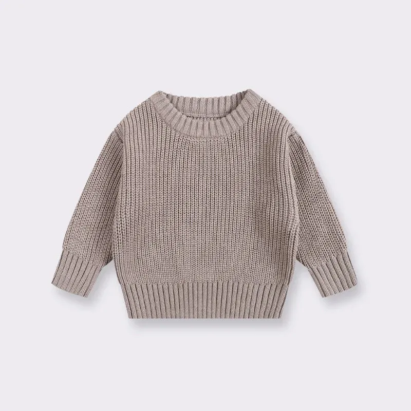 Casual Basic Knitted Kids Pullover - Pink, White, Beige, Grey, Black