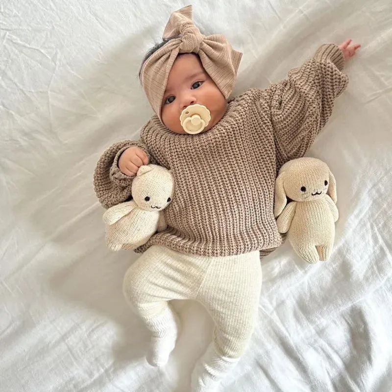 Casual Basic Knitted Kids Pullover - Pink, White, Beige, Grey, Black