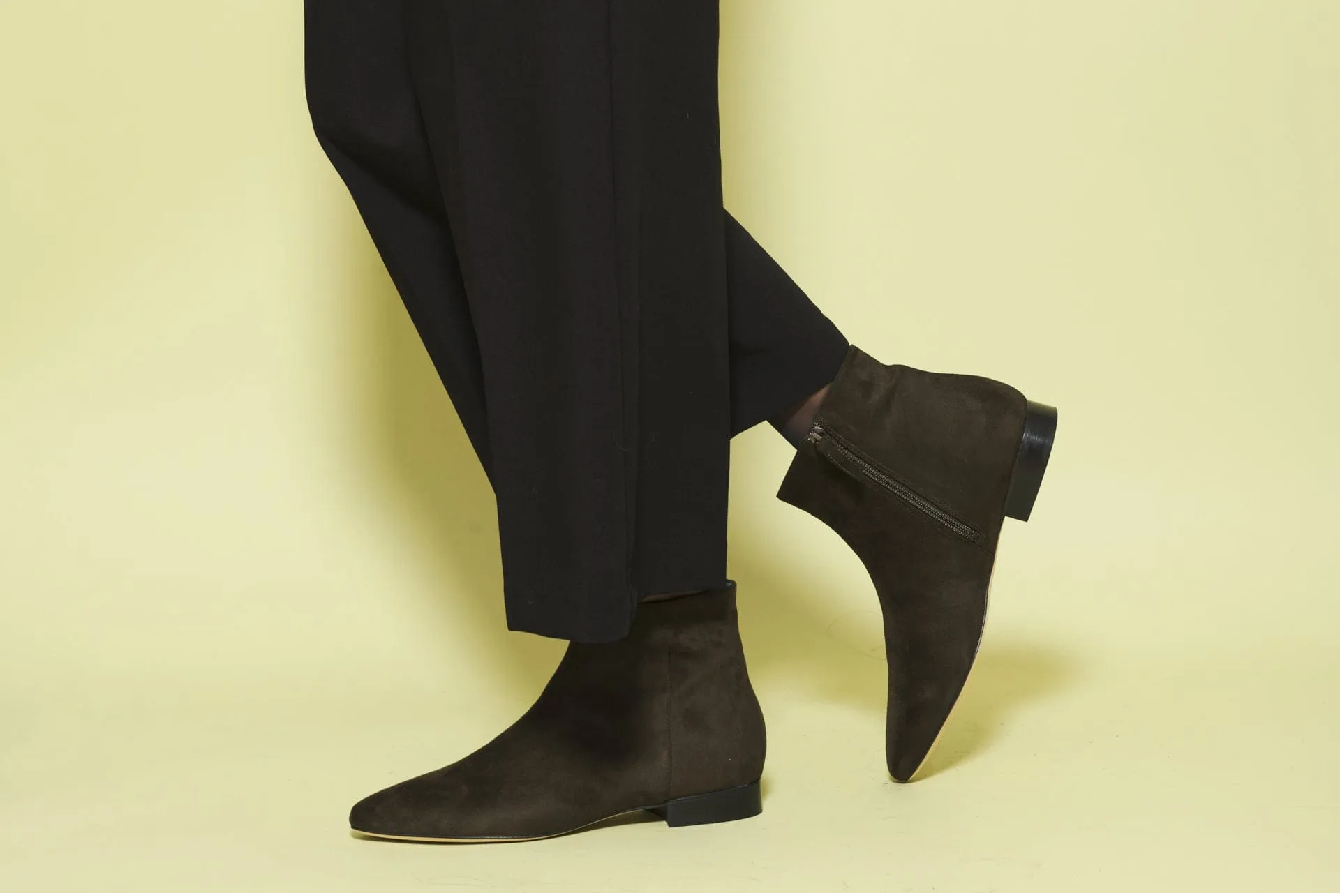 Chiara Vegan Suede Flat Ankle Boots | Khaki