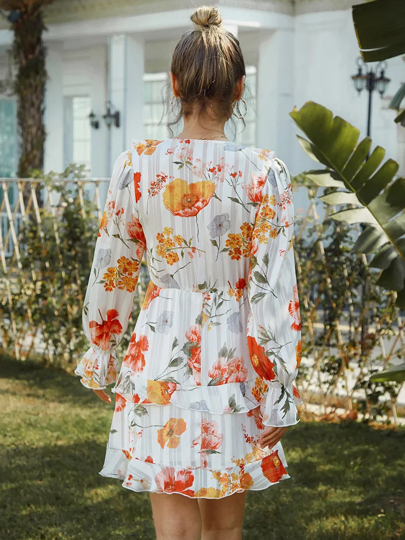 Chiffon flower print casual dress