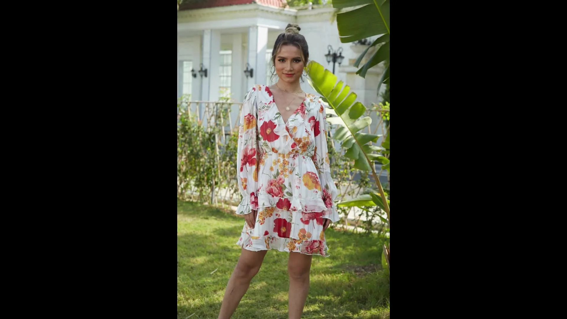 Chiffon flower print casual dress