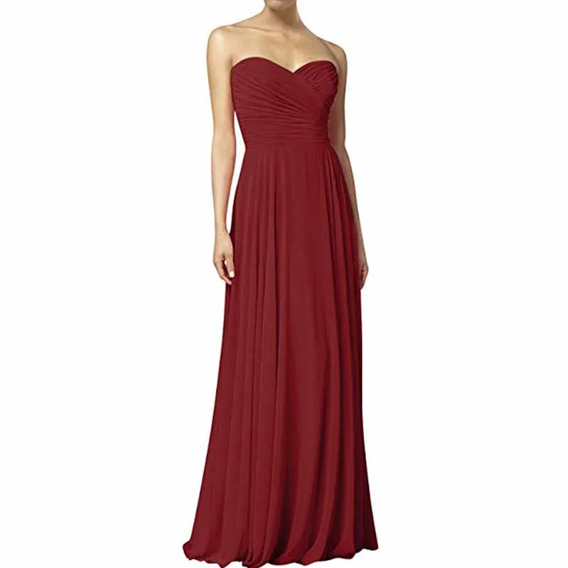 Chiffon Off The Shoulder Bridesmaid Dresses Long Pleats Prom Party Gowns