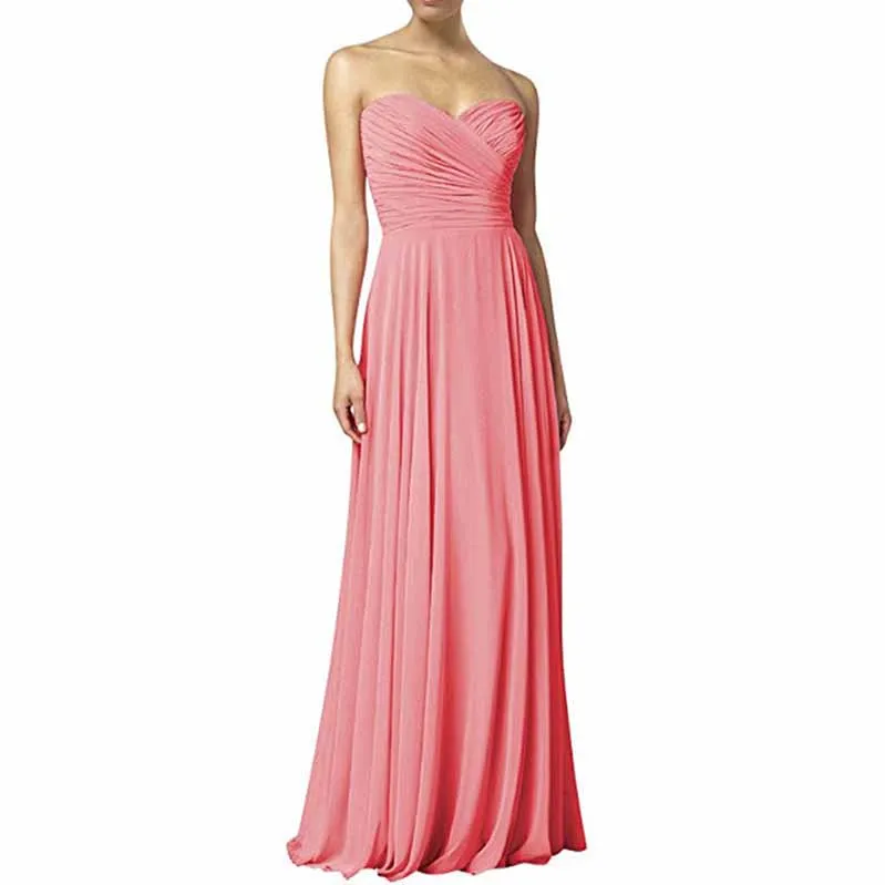 Chiffon Off The Shoulder Bridesmaid Dresses Long Pleats Prom Party Gowns