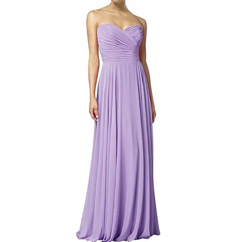 Chiffon Off The Shoulder Bridesmaid Dresses Long Pleats Prom Party Gowns