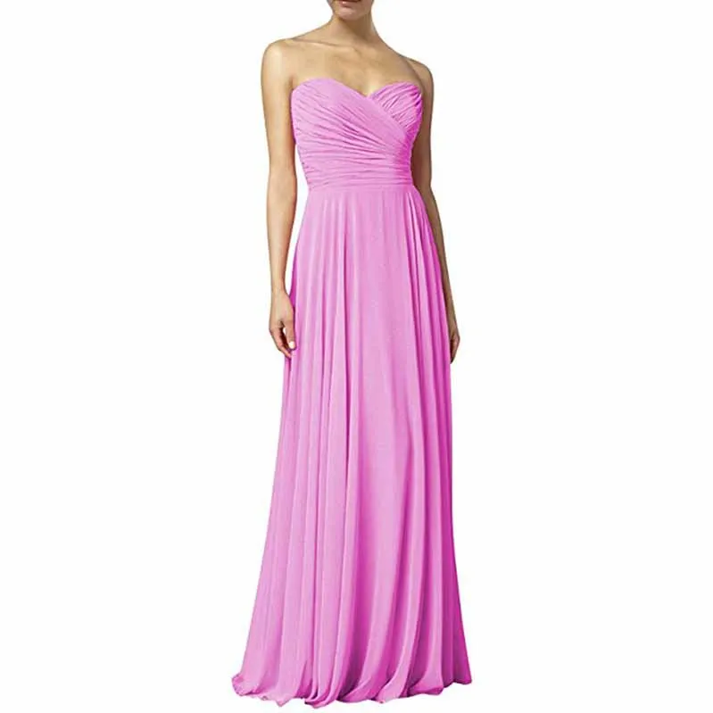 Chiffon Off The Shoulder Bridesmaid Dresses Long Pleats Prom Party Gowns