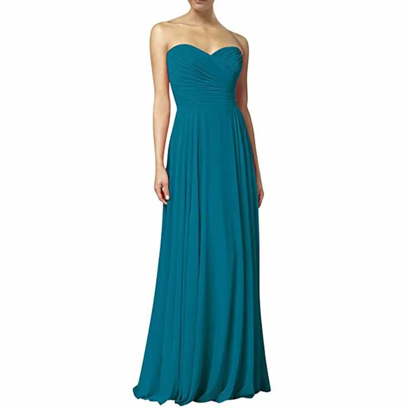 Chiffon Off The Shoulder Bridesmaid Dresses Long Pleats Prom Party Gowns