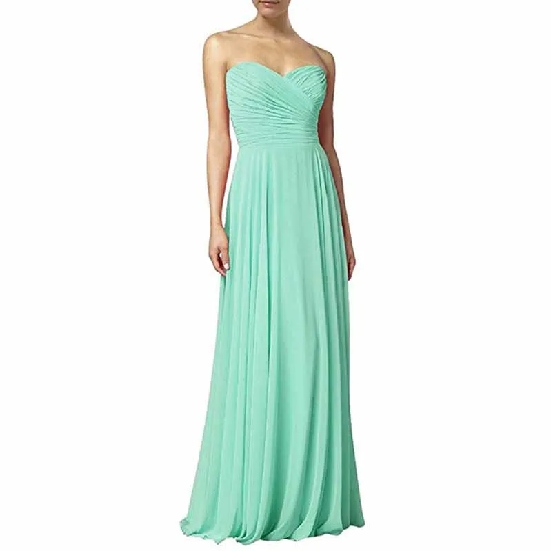 Chiffon Off The Shoulder Bridesmaid Dresses Long Pleats Prom Party Gowns