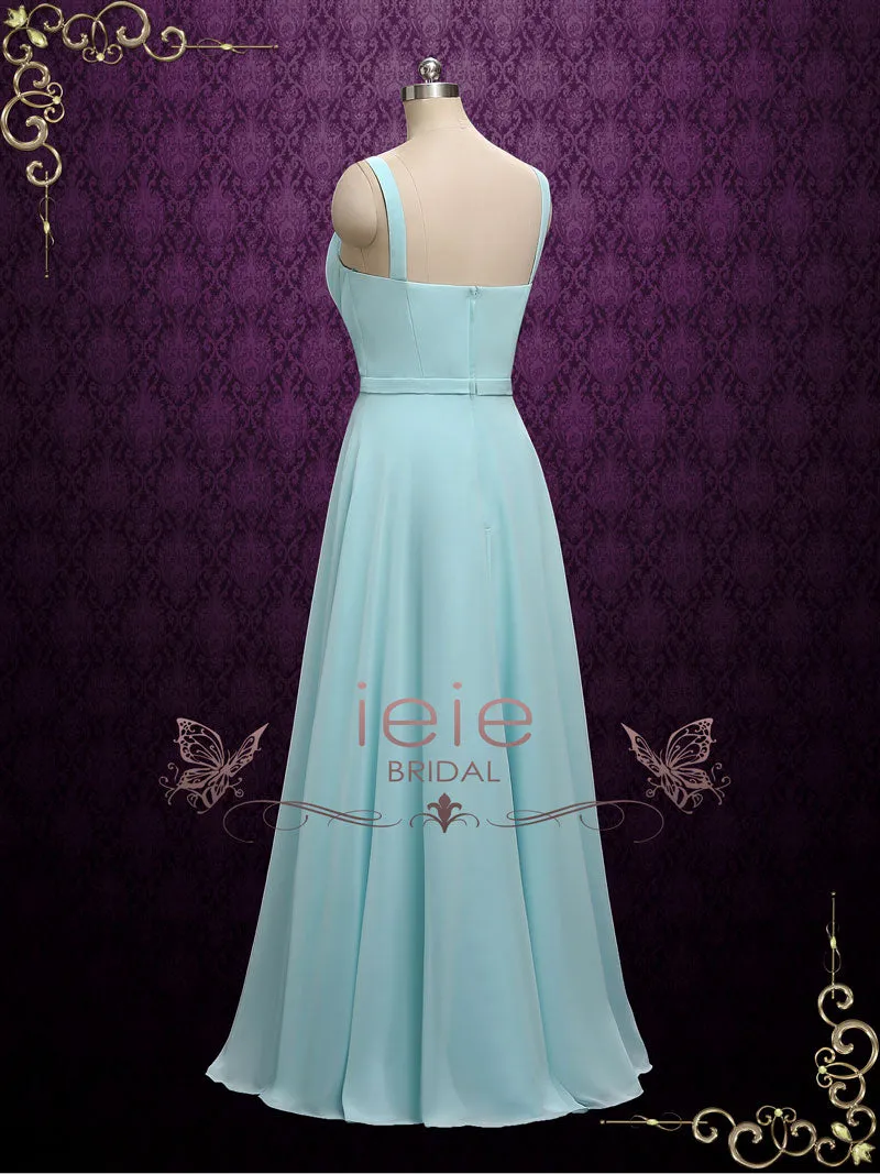 Chiffon V Neck Chiffon Bridesmaid Dress | A8