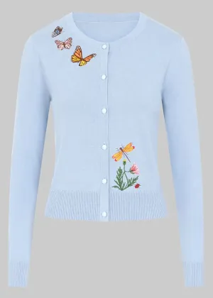 Collectif Jessie Butterfly Fields 40's Cardigan Light Blue