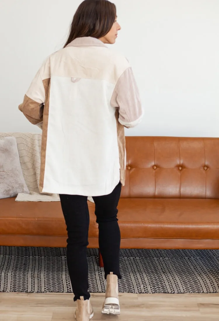 Color Block Corduroy Shacket