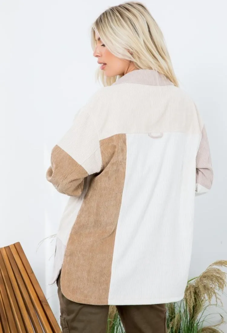 Color Block Corduroy Shacket