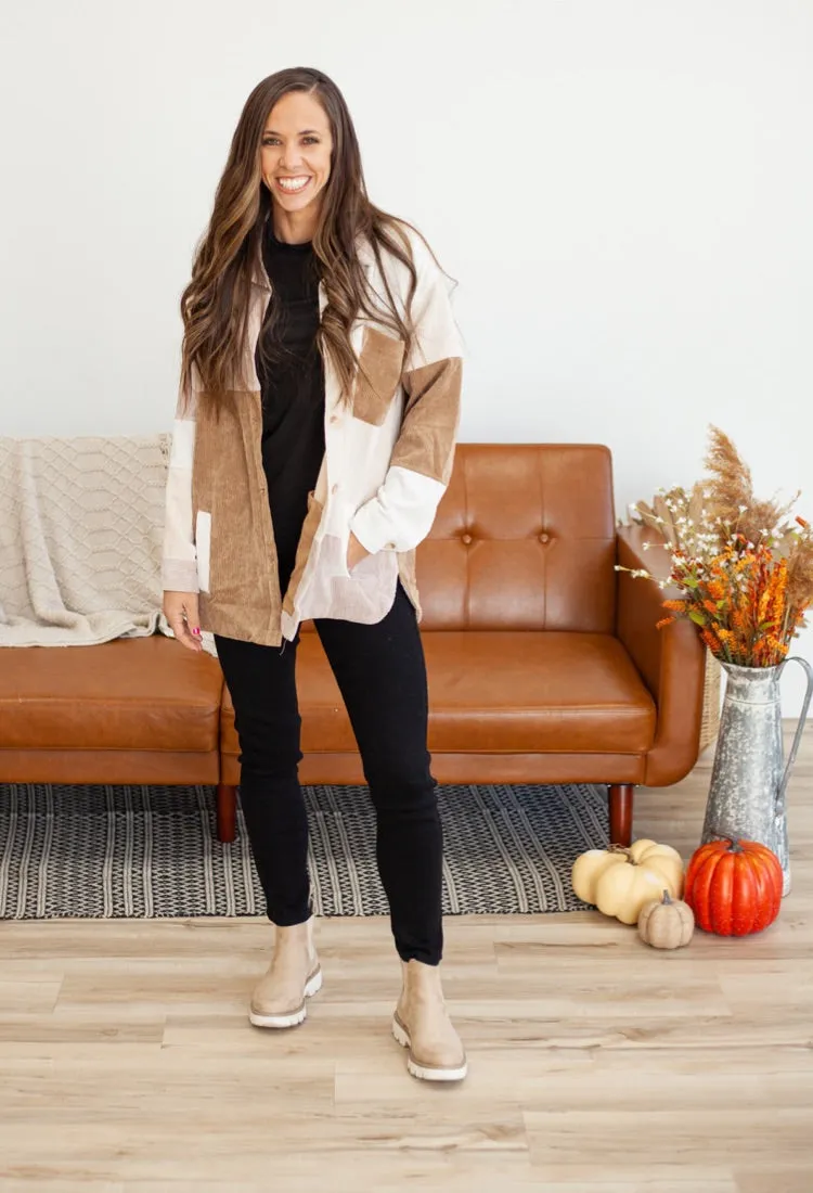Color Block Corduroy Shacket