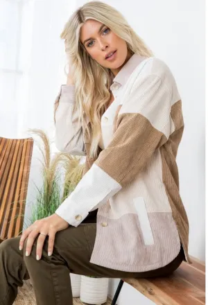 Color Block Corduroy Shacket