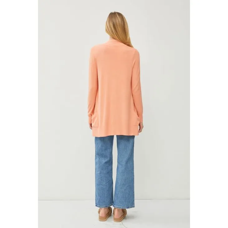 Cotton Blend Knit Open Front Cardigan