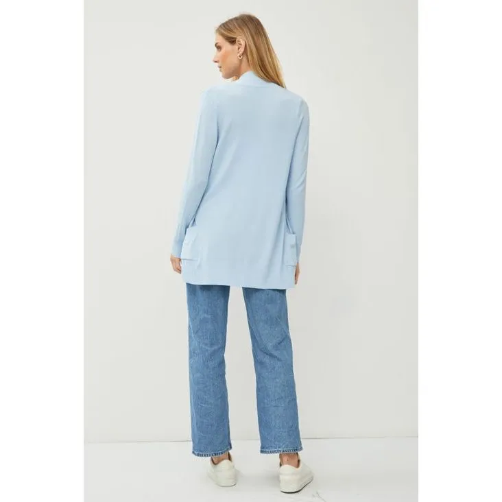 Cotton Blend Knit Open Front Cardigan