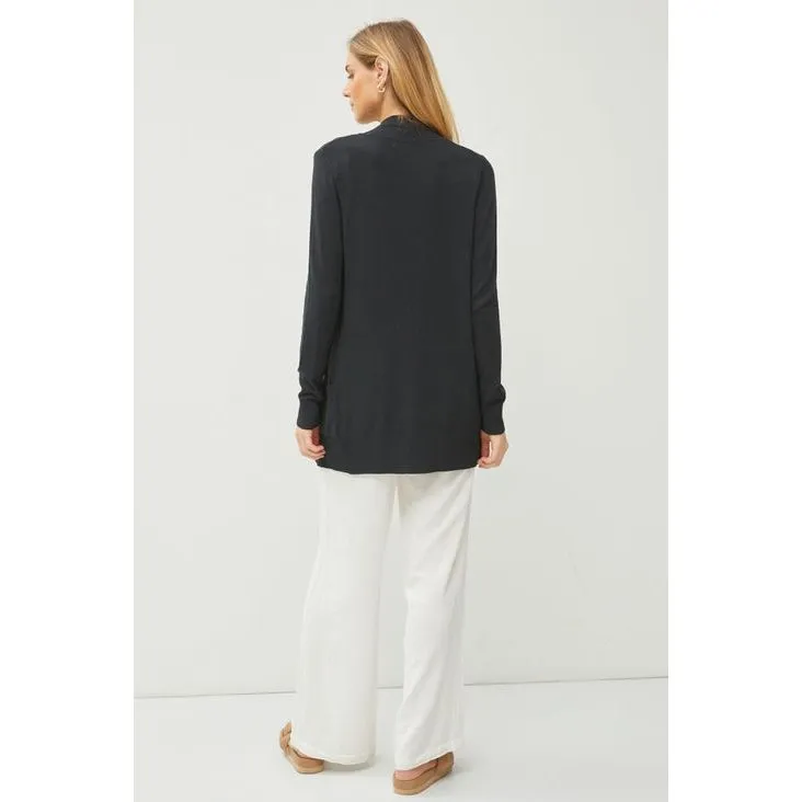 Cotton Blend Knit Open Front Cardigan