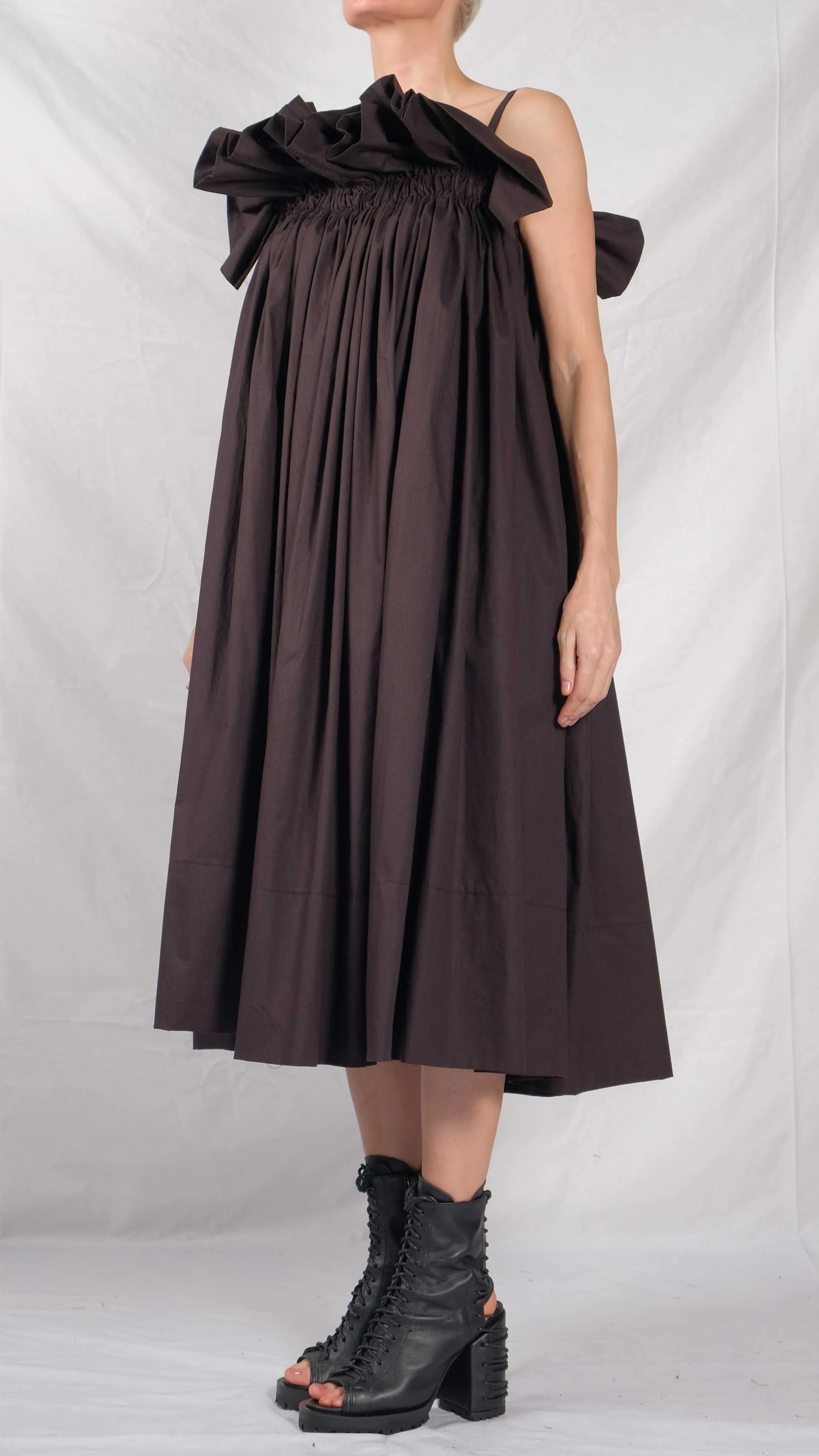 Cotton Ruffled Midi Dress