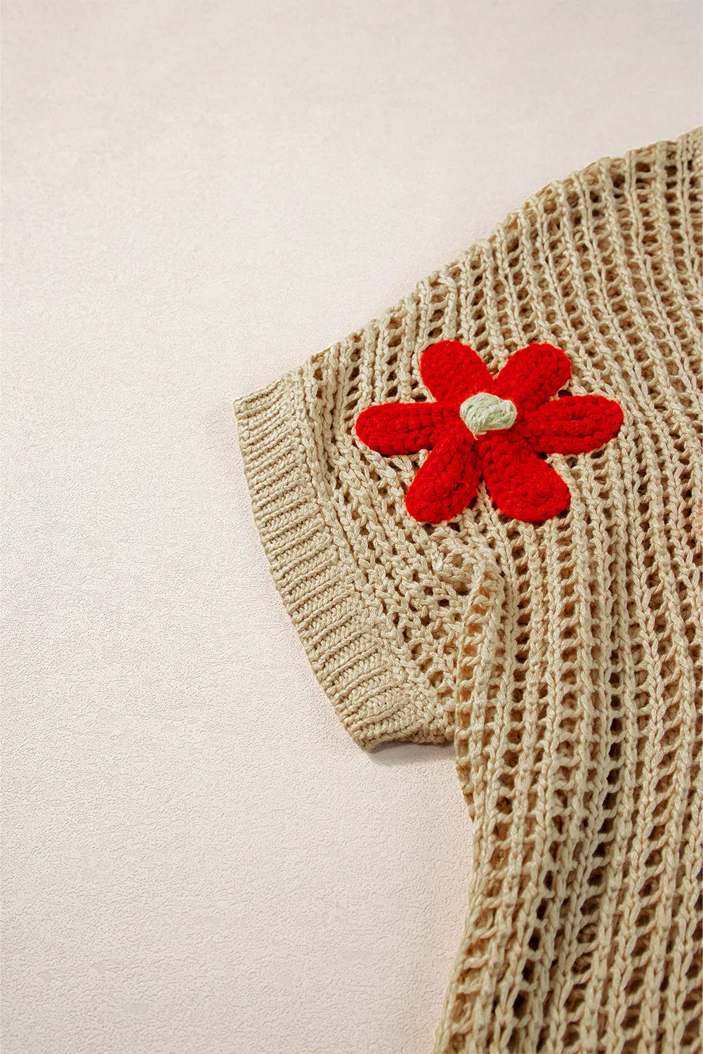 Crochet Flower Hollow-out Sweater