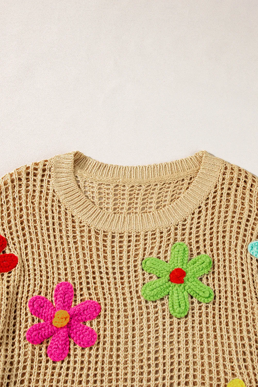 Crochet Flower Hollow-out Sweater