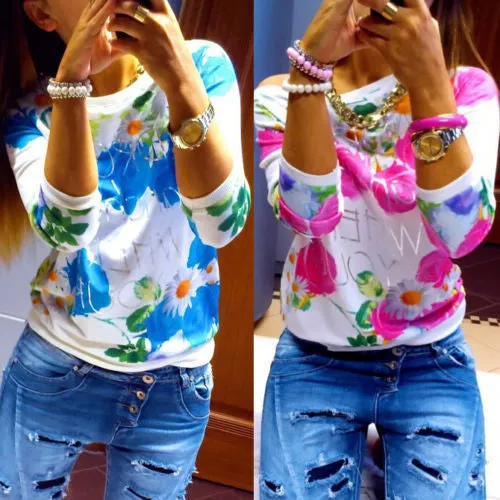 Cute Women's Long Sleeve Shirt Casual Pullover Blouse Loose Tops