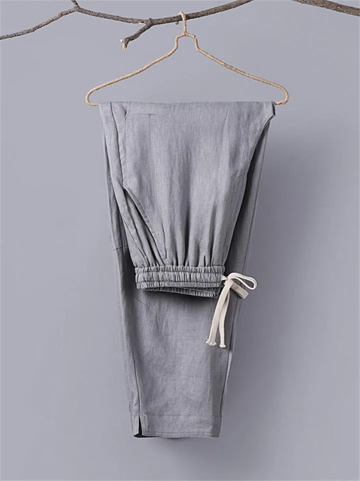 Daily Wear Leg Cuff Slit Design Stylish Loose Straight-Leg Trousers