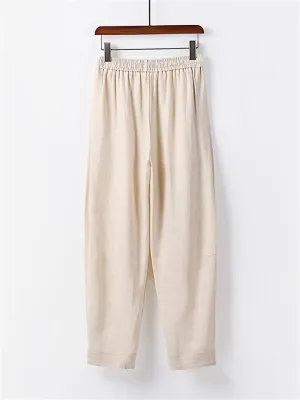 Daily Wear Leg Cuff Slit Design Stylish Loose Straight-Leg Trousers