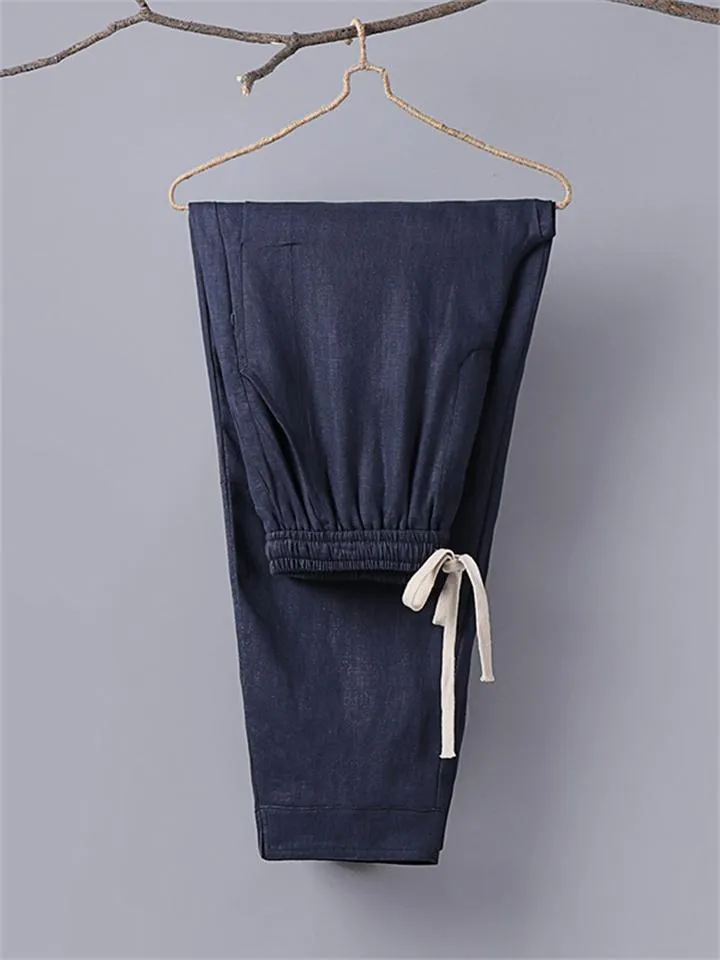 Daily Wear Leg Cuff Slit Design Stylish Loose Straight-Leg Trousers