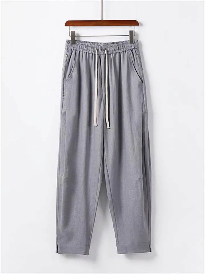 Daily Wear Leg Cuff Slit Design Stylish Loose Straight-Leg Trousers