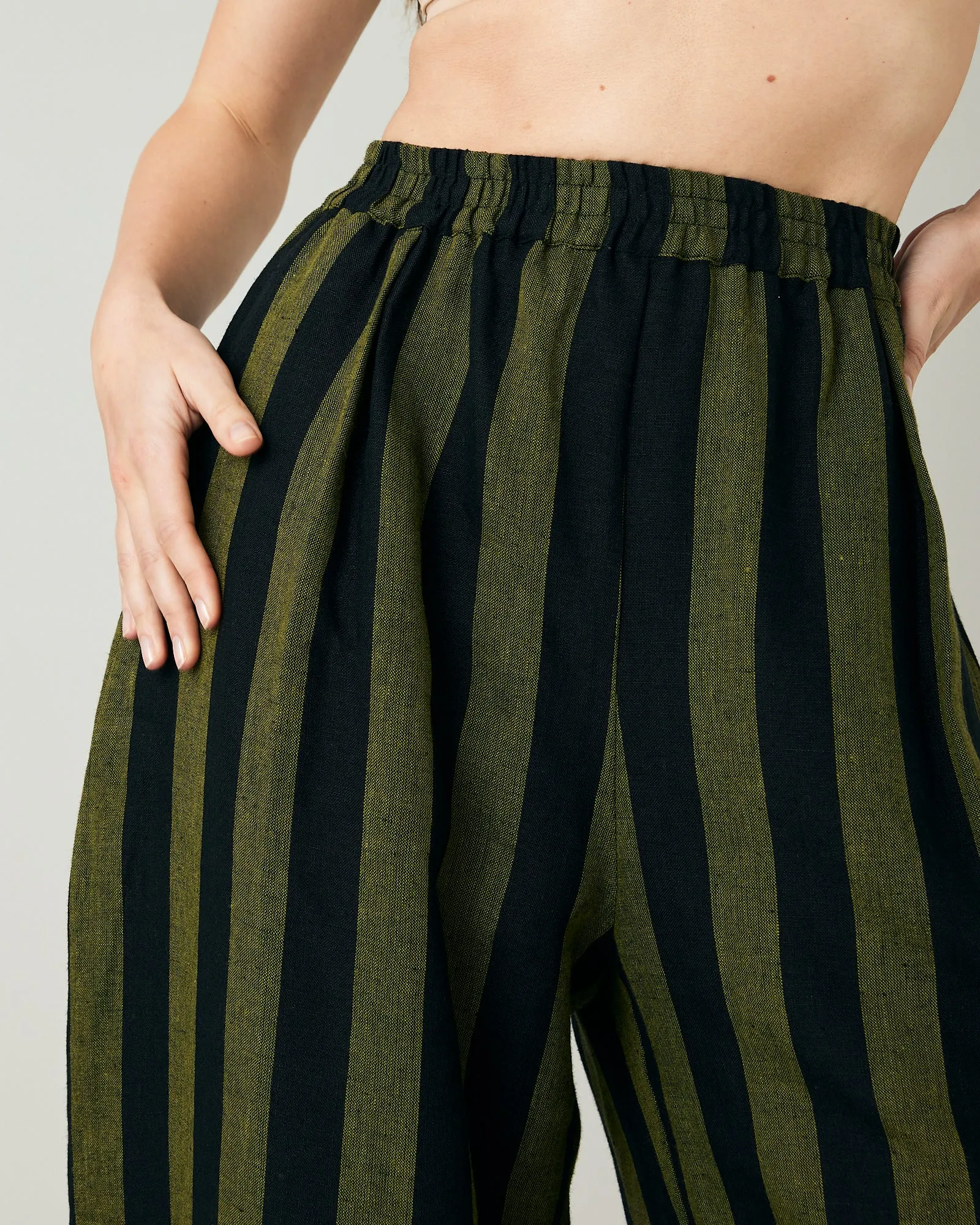 Daisy Black & Olive Stripe
