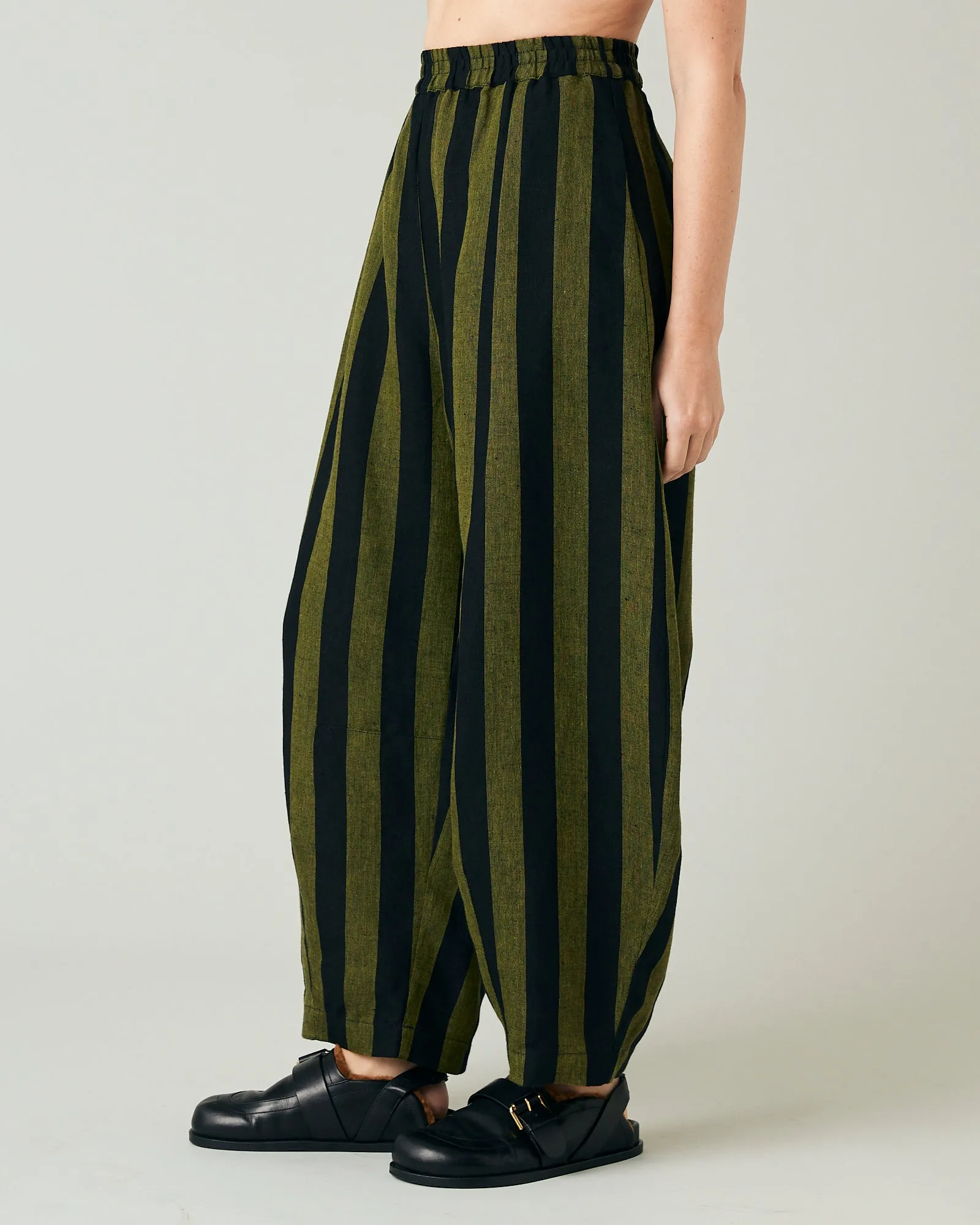 Daisy Black & Olive Stripe