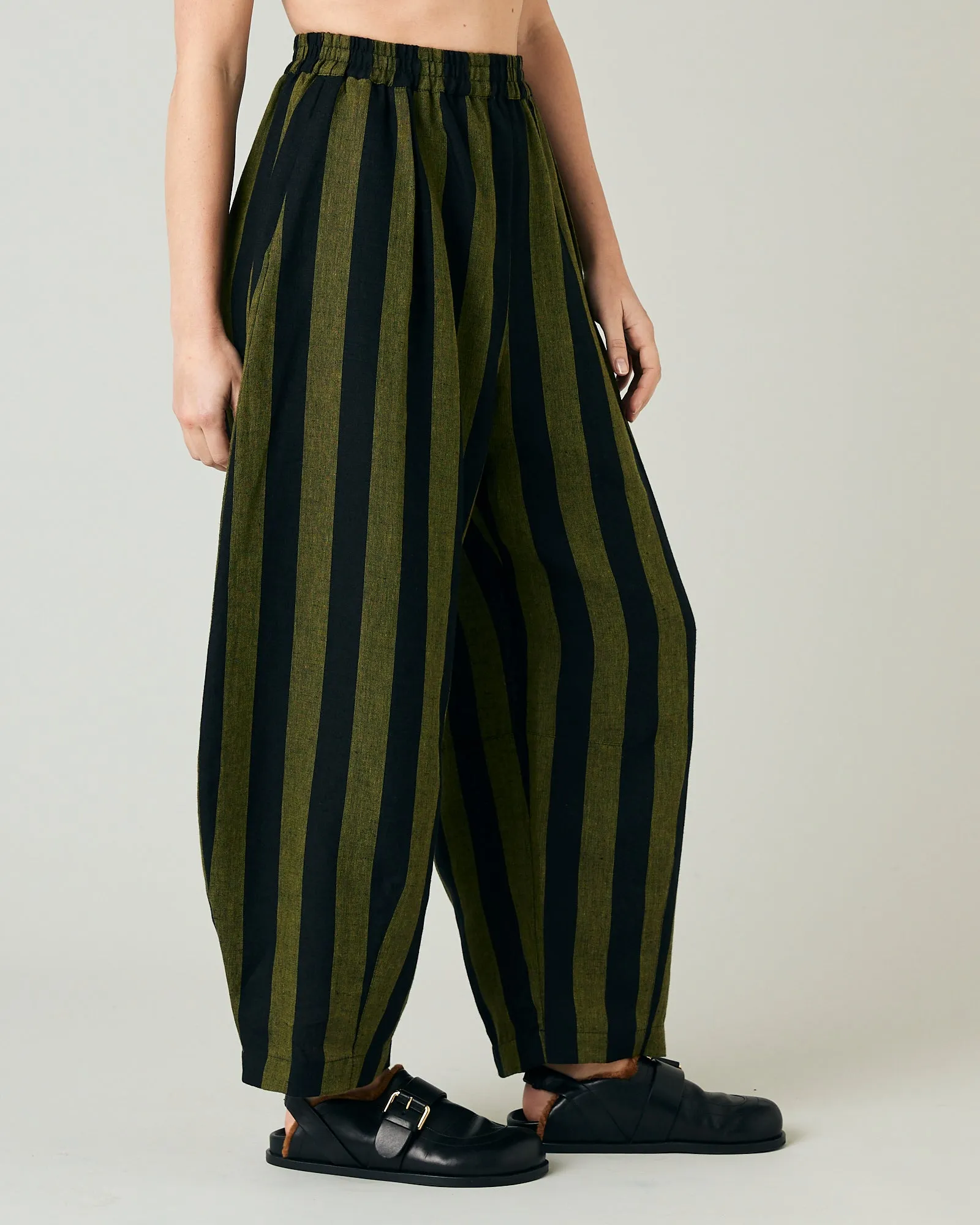 Daisy Black & Olive Stripe